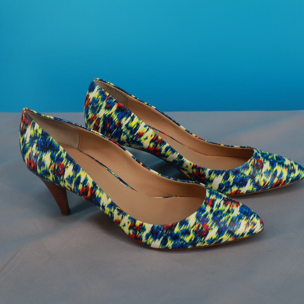 Joe's Jeans Women's Pointed Toe Kitten Heel Pumps Multicolor Print Size 7